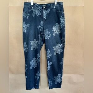 EST 1946 Floral Patterned Blue Jeans. Size 16